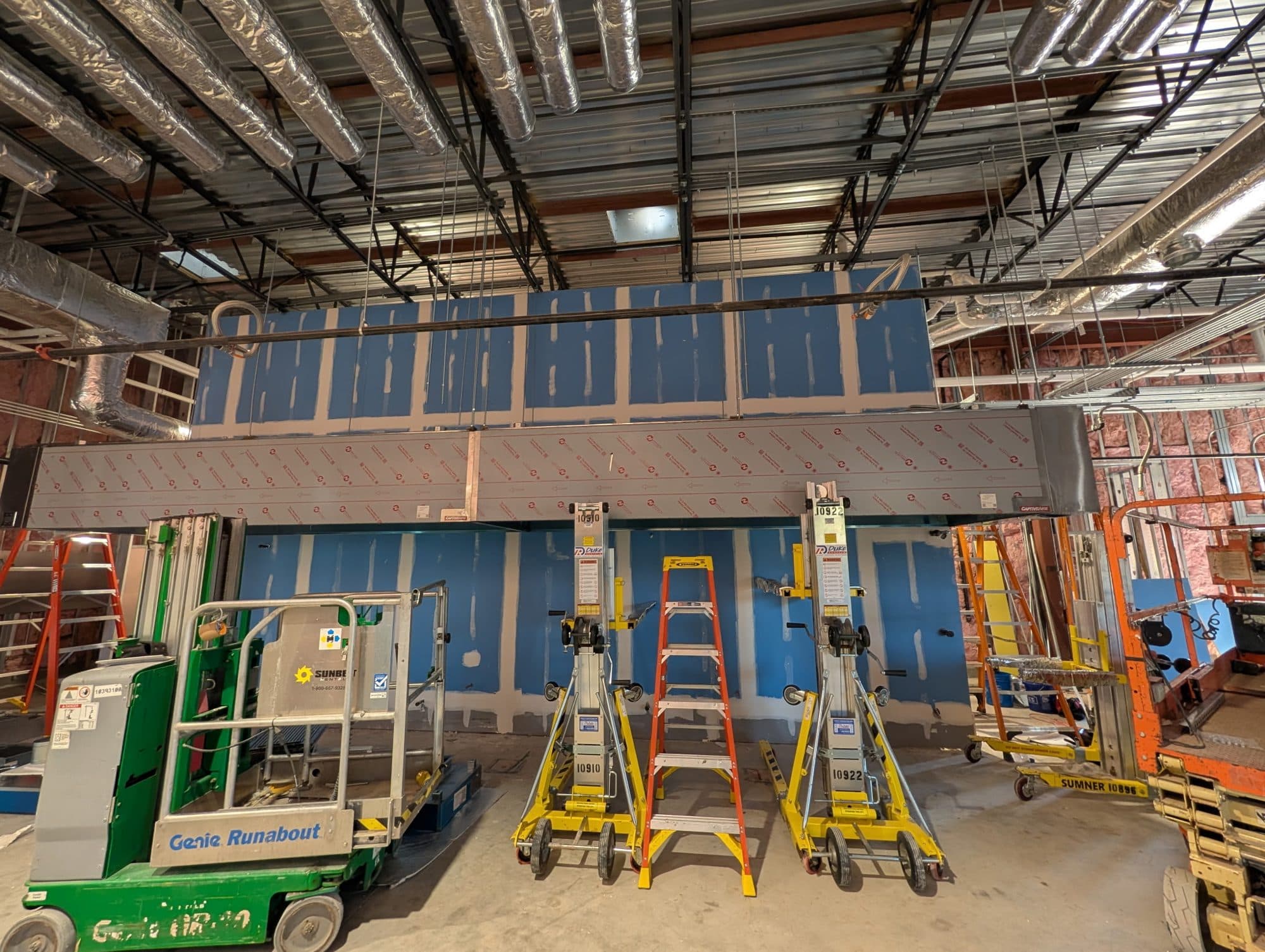 Custom sheet metal duct run in a commercial build-out